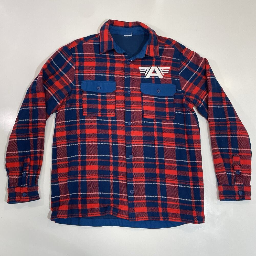 MARVEL Captain America Shirt Men's Small Plaid Flannel Button Long Sleeve Rare